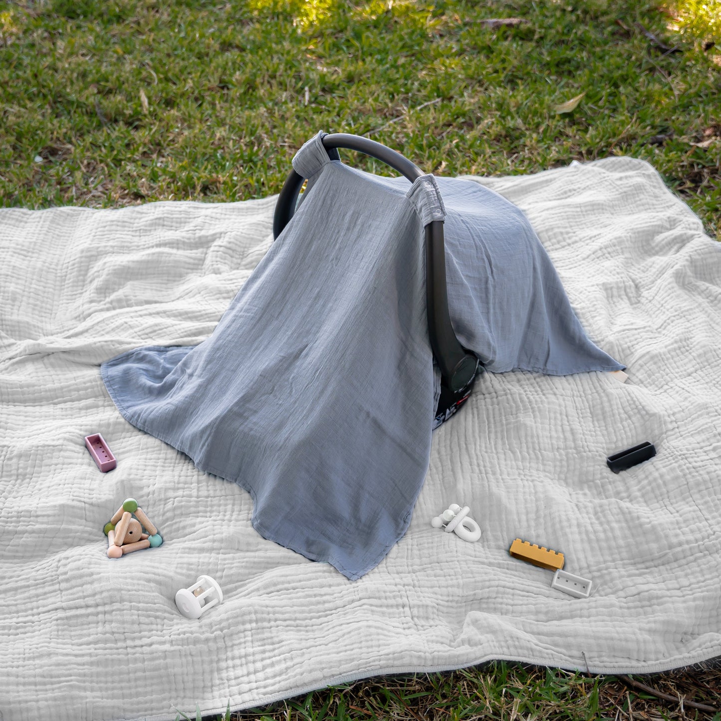 Baby Car Seat Cover by Comfy Cubs - Pacific Blue
