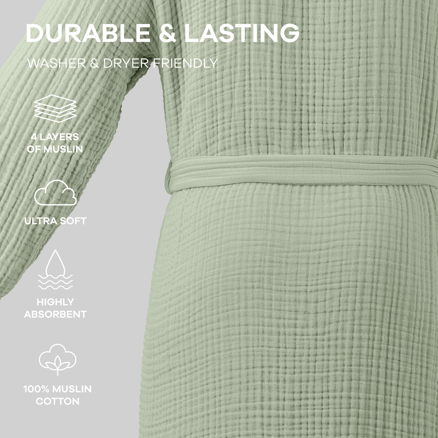 Muslin Bathrobe, Sage by Comfy Cubs