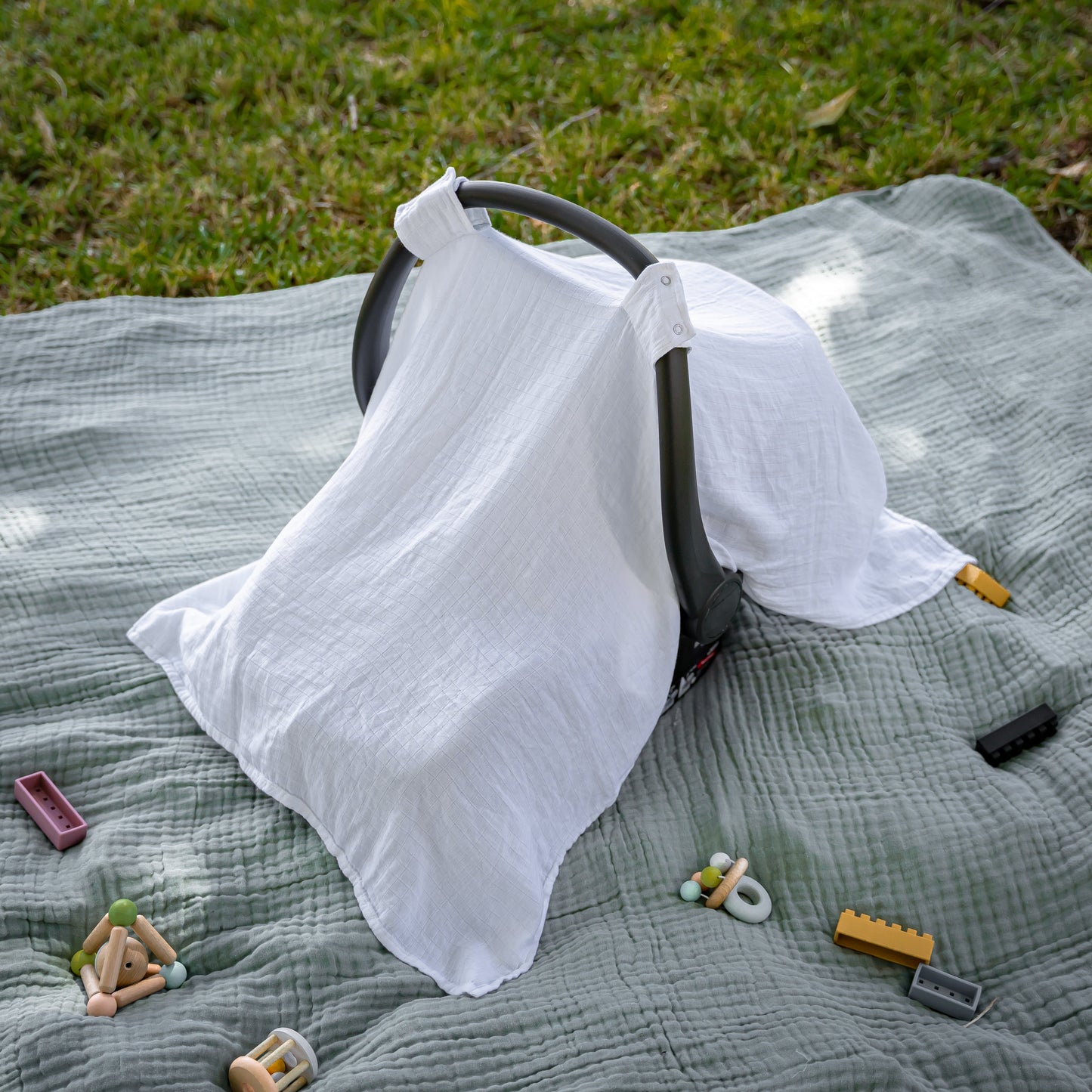 Baby Car Seat Cover by Comfy Cubs - White