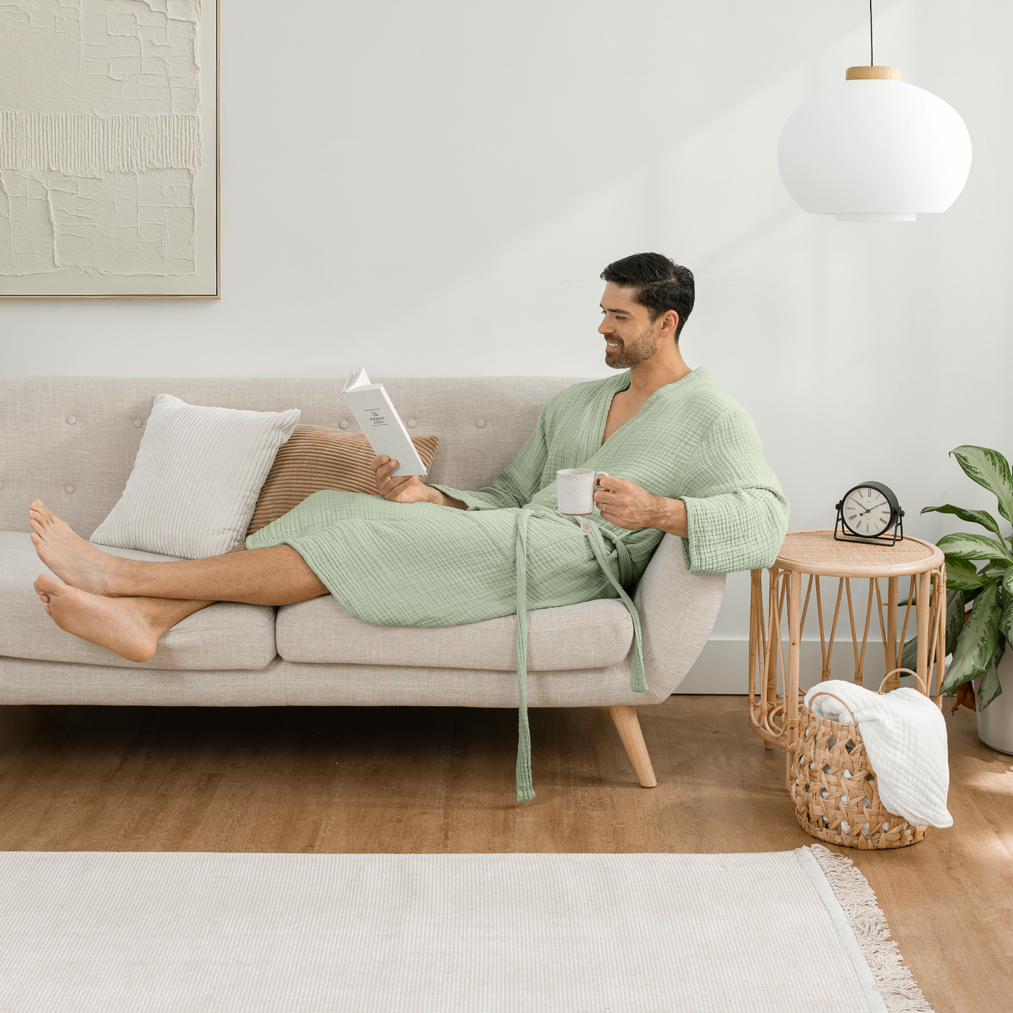 Muslin Bathrobe, Sage by Comfy Cubs