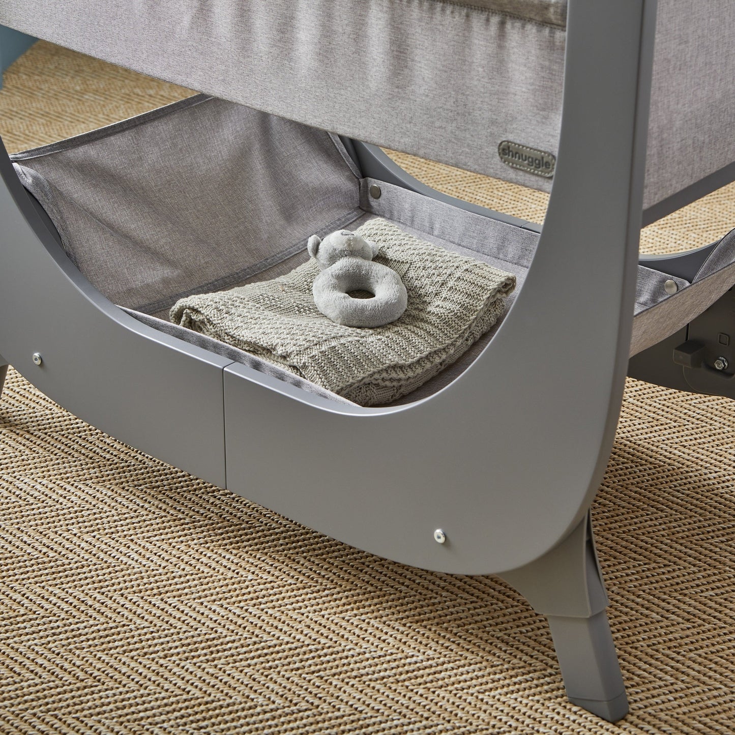 Shnuggle Air Lite Bedside Crib | Height Adjustable Baby Bed with Mattress + 1 Waterproof + 2 White Sheets